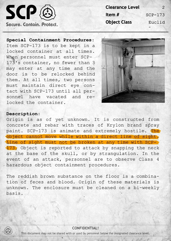 In-game 173 document from SCP Containment Breach