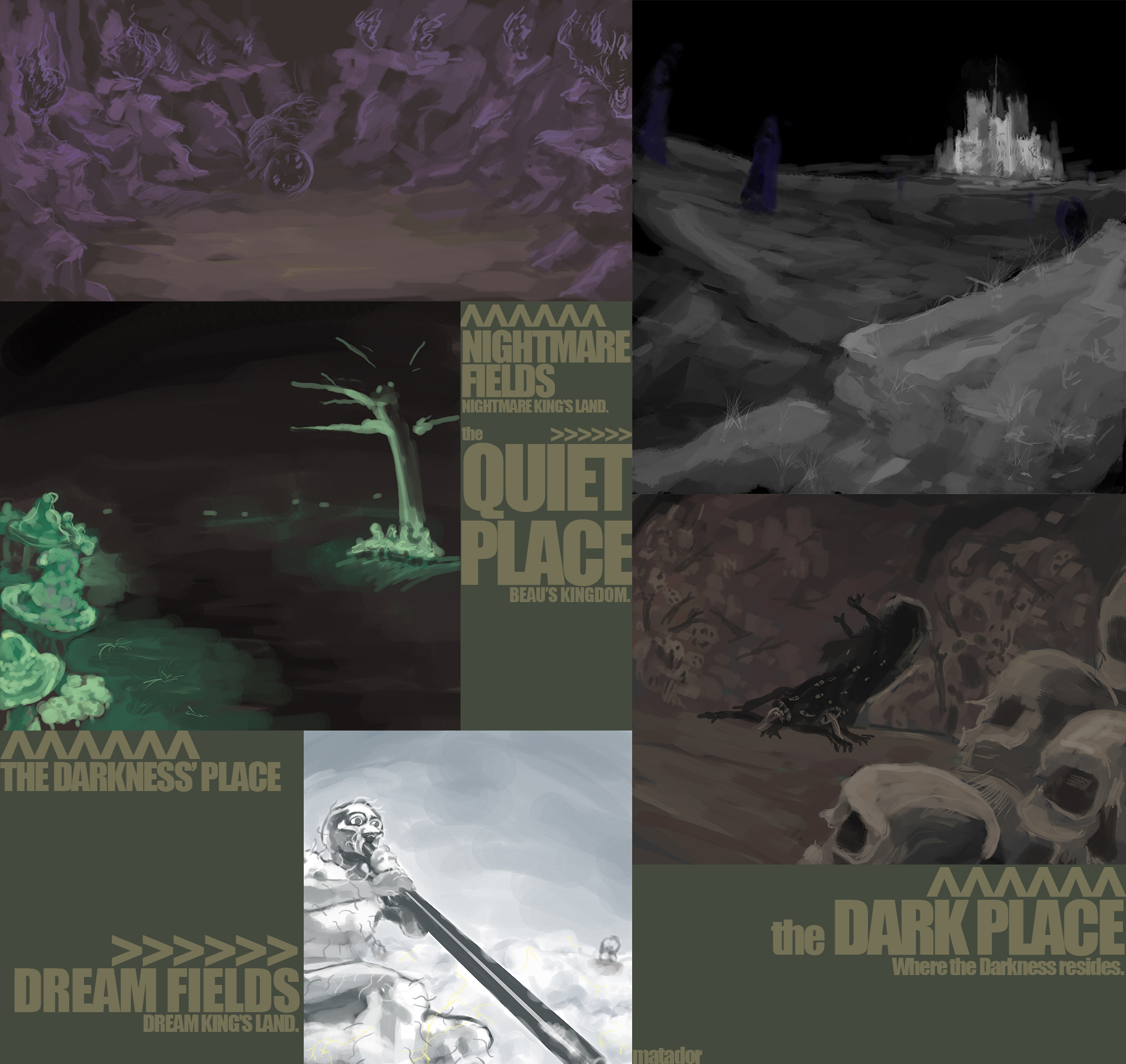 Drawings of the places Beau visited. Found on DeviantArt.