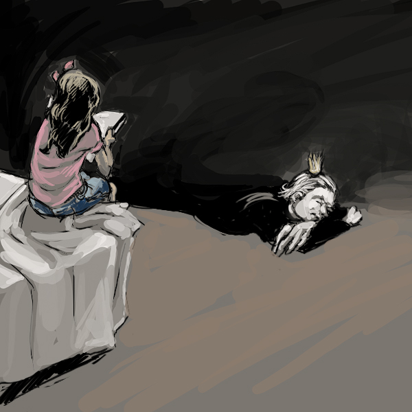 A young Vox drawing Beau. Found on DeviantArt.