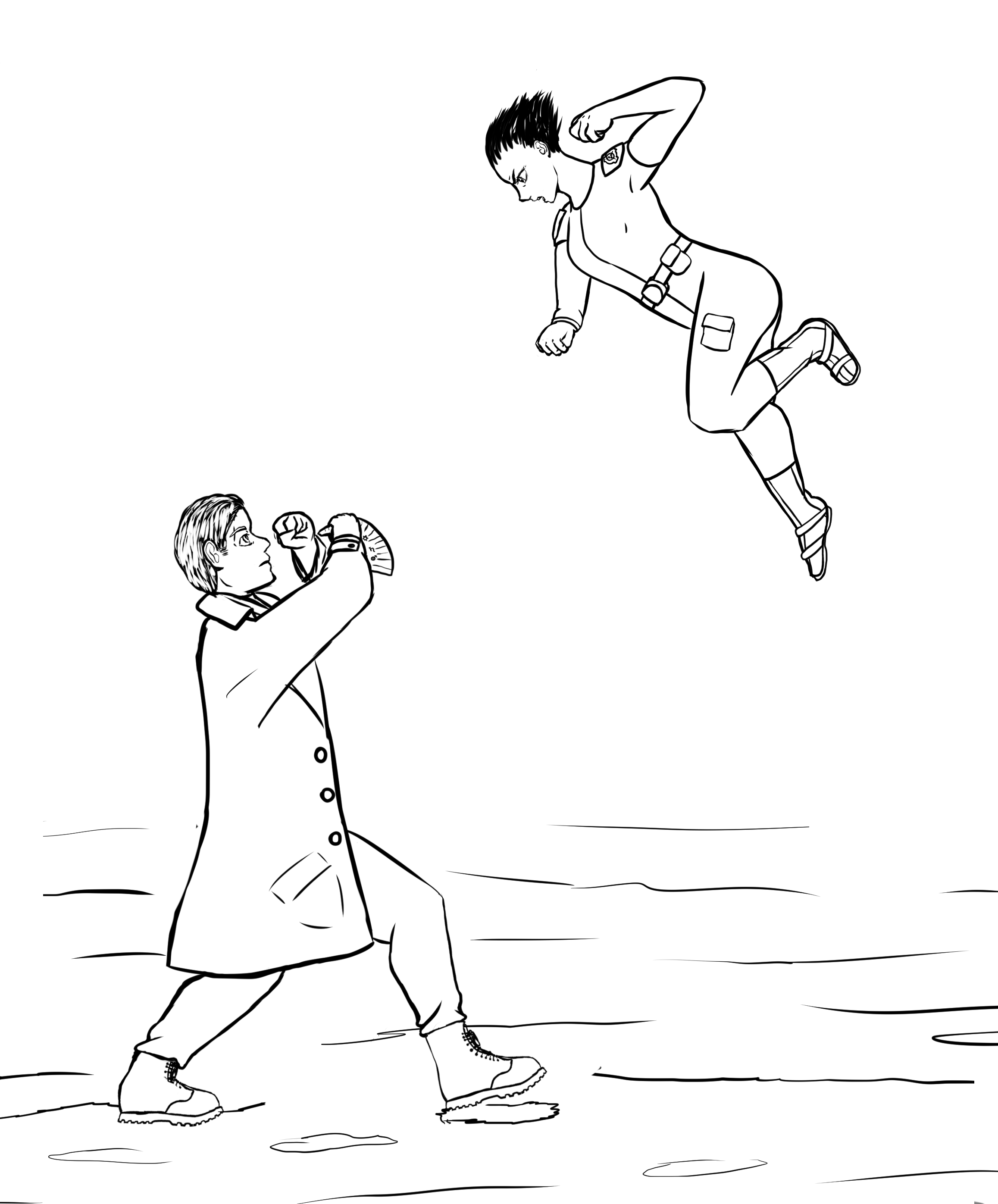 Florence prepares to punch Maximilian Bauer in the face.