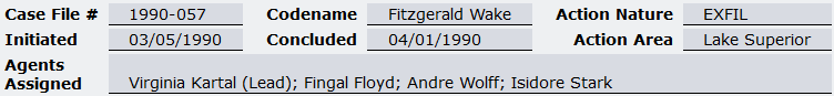 File header for the UIU Operational Record report for Operation Fitzgerald Wake
