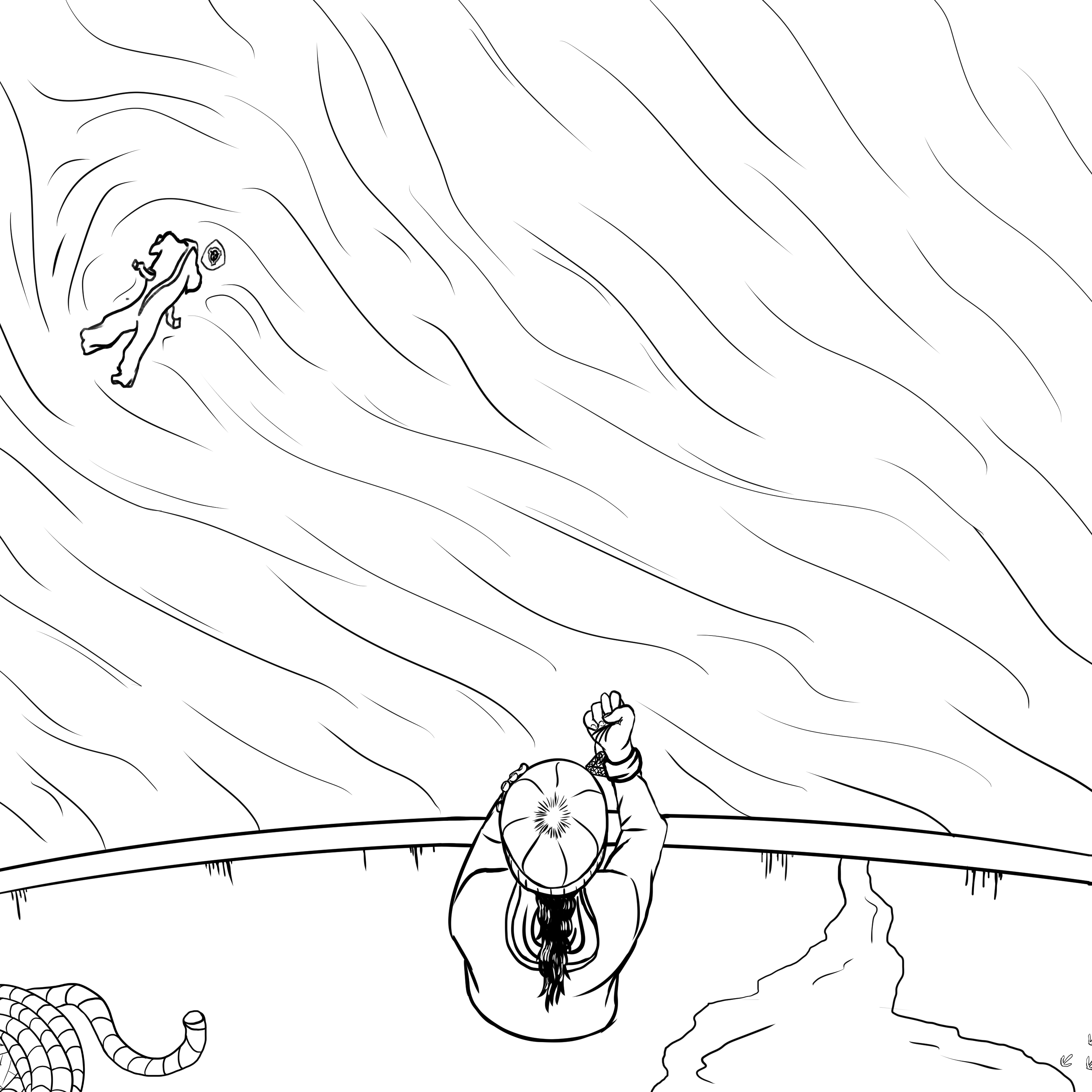 Florence watches as her jumpsuit sinks into the lake